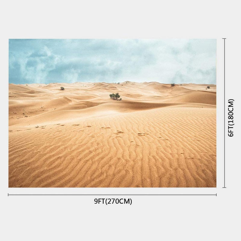 SSCSTS STS 9x6ft Desert Landscape Photography Backdrop Sand Dunes Sparse Green Shrub Plant Trees Blue Sky Natural Scenery Background BJZYSS23 - Image 2